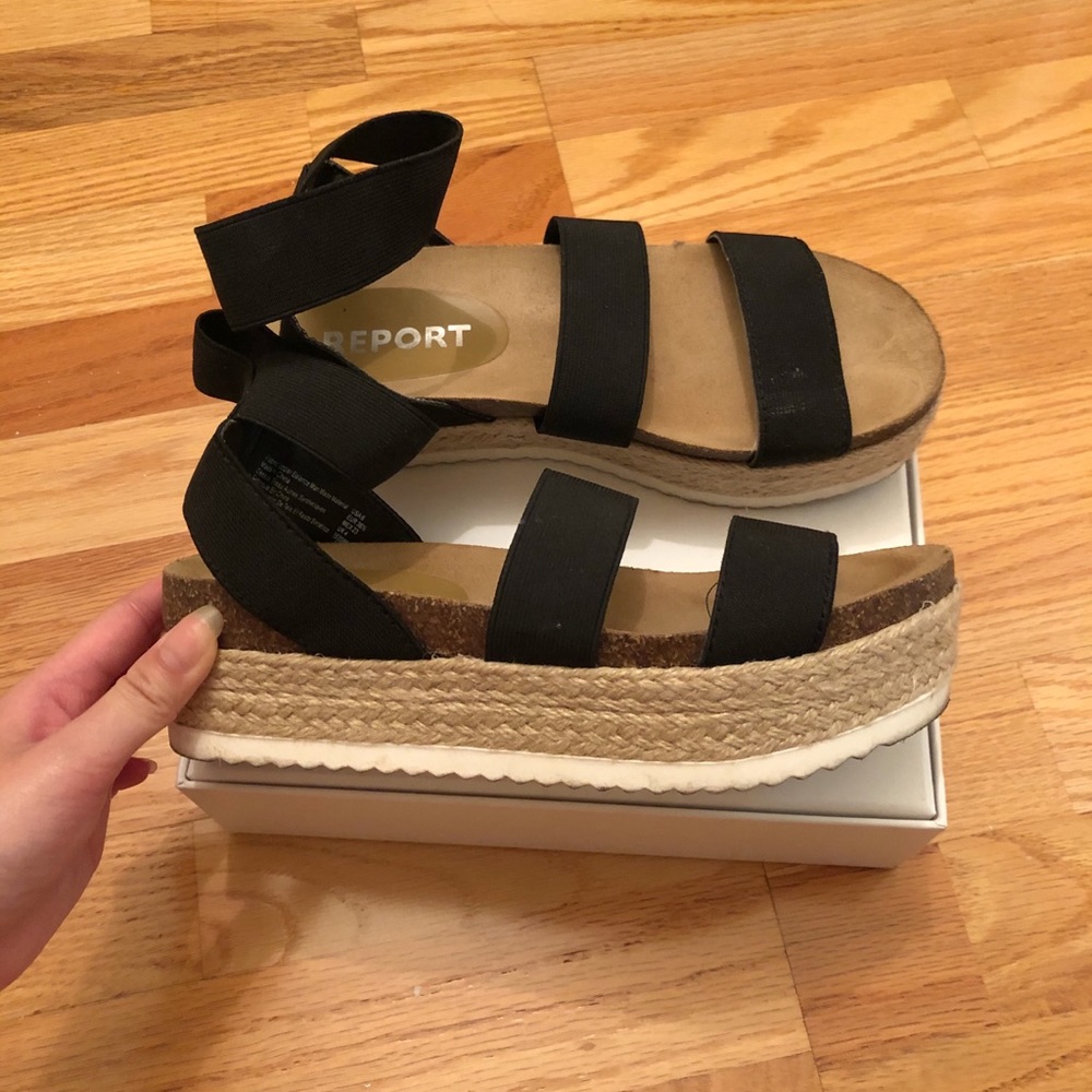 BLACK ESPADRILLE SANDALS